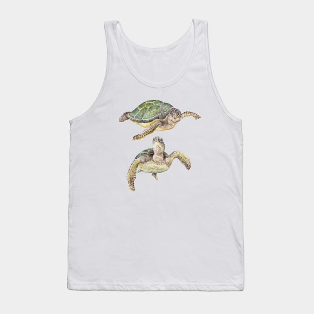 Sea Turtles Watercolor Tank Top by wanderinglaur